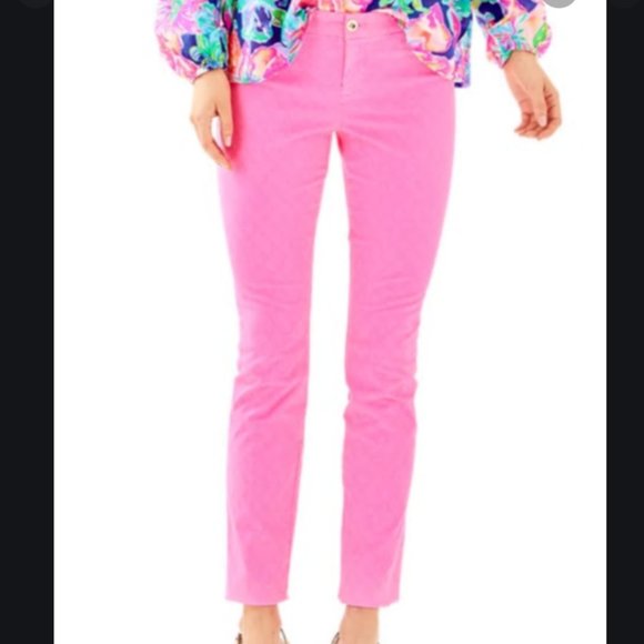 ✨NWT Lilly Pulitzer Size 10 Pink Kelly Skinny Ankle Pants - Picture 6 of 7
